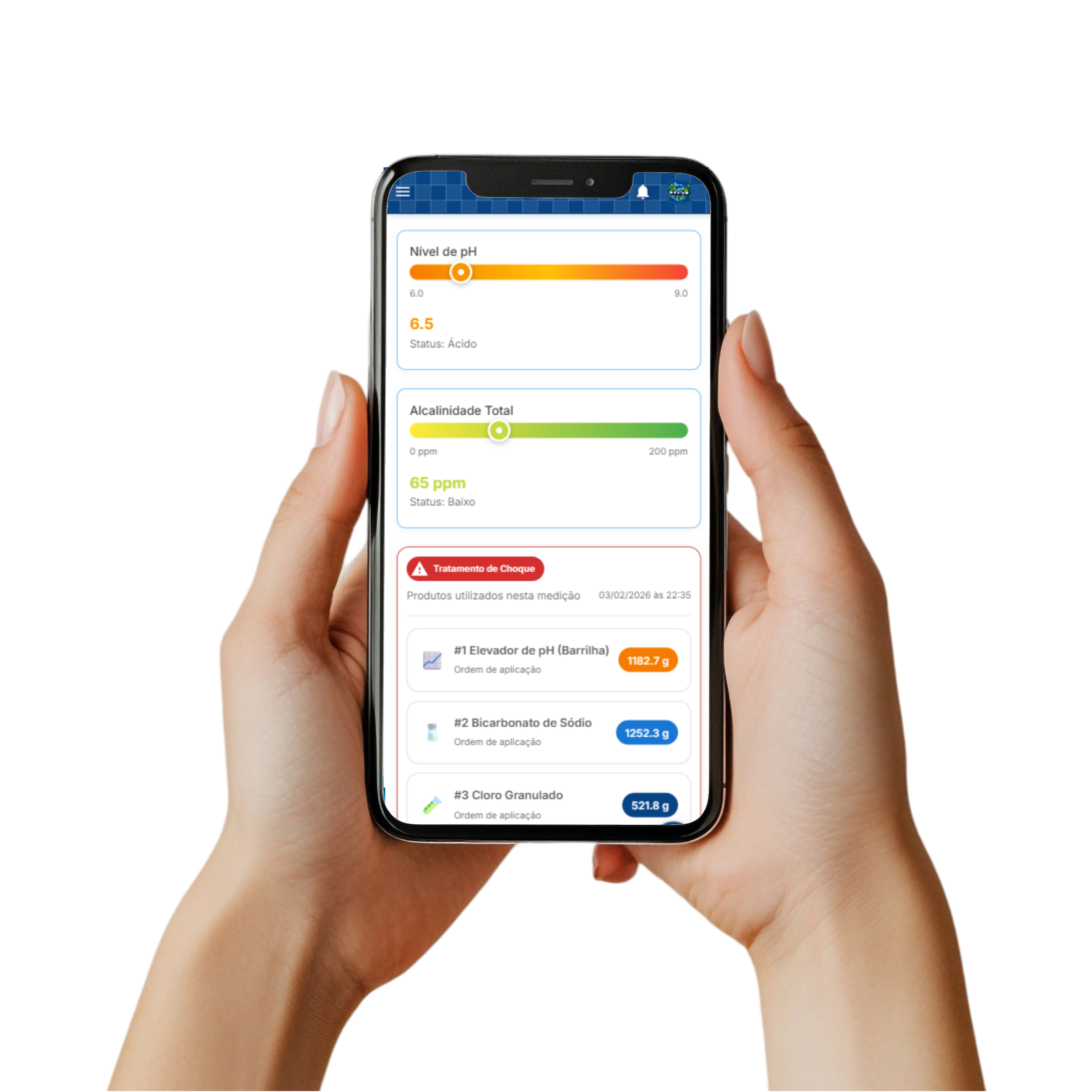 App Maitinga - medições da piscina em tempo real. Limpeza de piscina em Bertioga.